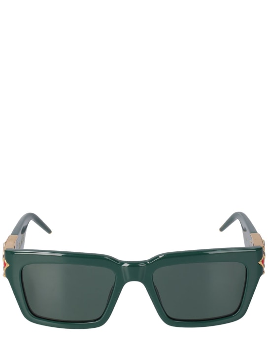 Casablanca: Monogram plaque squared sunglasses - Green/Grey - women_0 | Luisa Via Roma