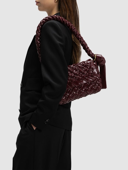 Bottega Veneta: Kalimero Città leather shoulder bag - Barolo - women_1 | Luisa Via Roma