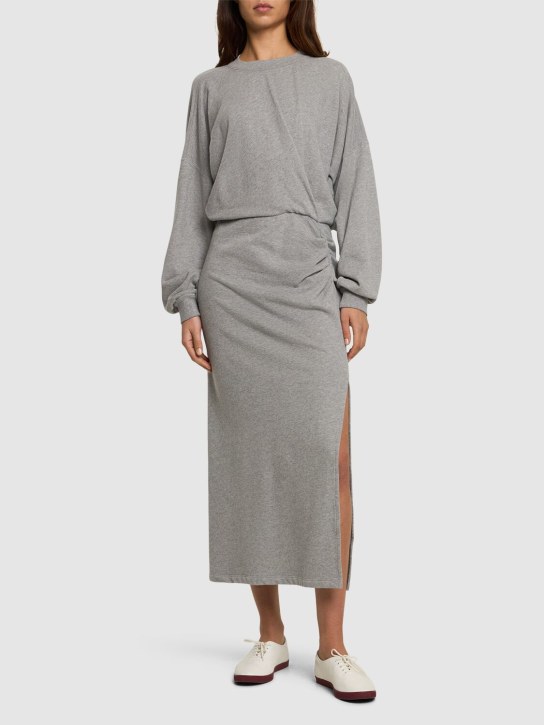 Marant Etoile: Salomon cotton blend midi dress - Gri - women_1 | Luisa Via Roma