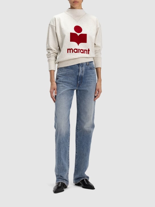Marant Etoile: Sweat-shirt en coton mélangé à logo Moby - Écru/Rouge - women_1 | Luisa Via Roma