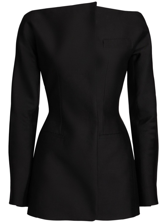 Jacquemus: La Robe Spalla wool & silk mini dress - Siyah - women_0 | Luisa Via Roma