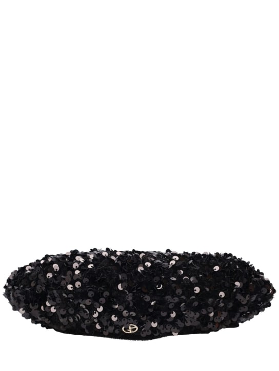 Giorgio Armani: Lady velvet hat w/ sequins - Siyah - women_0 | Luisa Via Roma