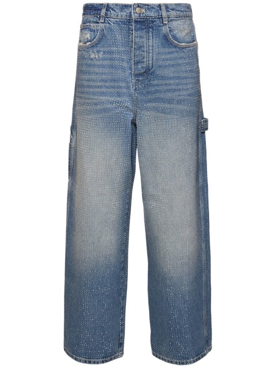 Marc Jacobs: Crystal oversize denim jeans - Light Blue - women_0 | Luisa Via Roma