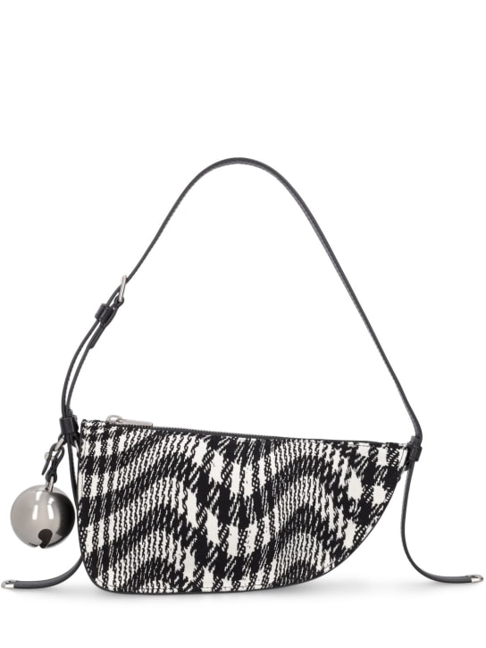 Burberry: Mini Shield Sling canvas shoulder bag - Black/White - women_0 | Luisa Via Roma