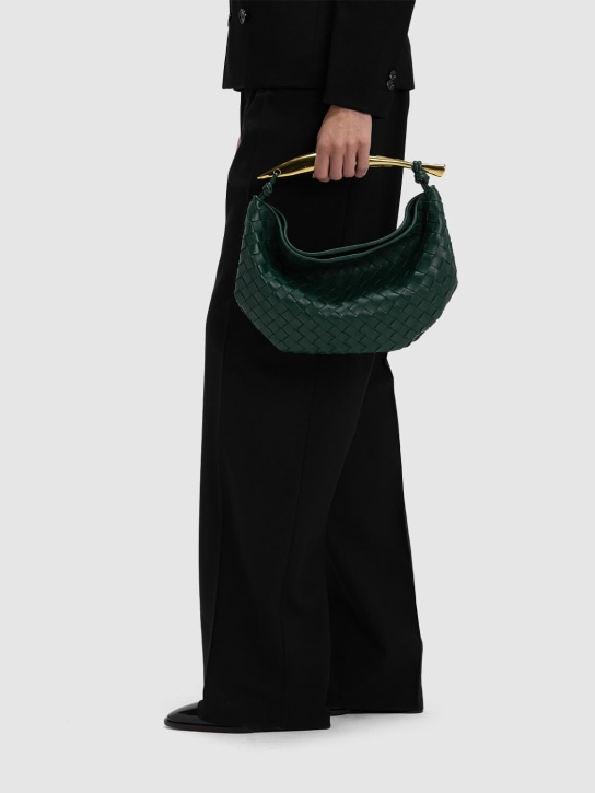 Bottega Veneta: Small Sardine leather top handle bag - Emerald - women_1 | Luisa Via Roma
