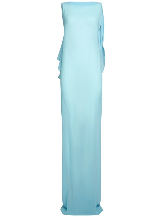 Jacquemus: La Robe Ameno satin long dress - Light Blue - women_0 | Luisa Via Roma