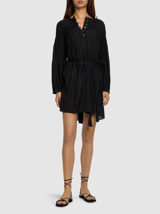 Marant Etoile: Adeliani buttoned long sleeve dress - Siyah - women_1 | Luisa Via Roma