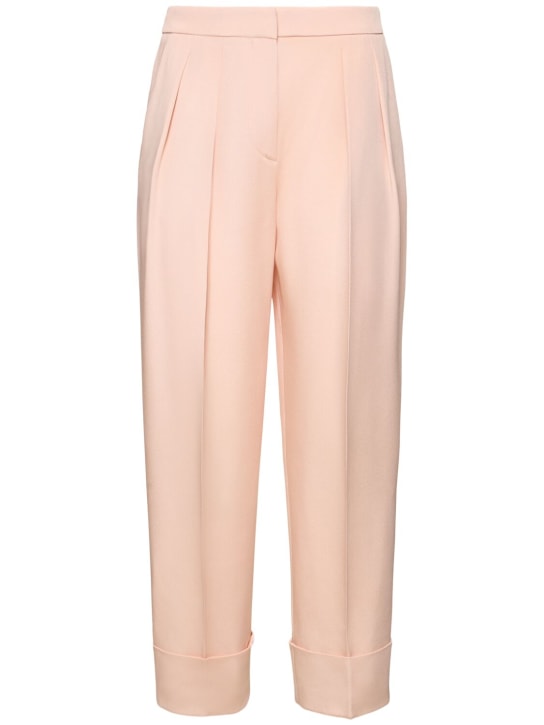 Giorgio Armani: Glittered silk pleated high waist pants - Pink - women_0 | Luisa Via Roma