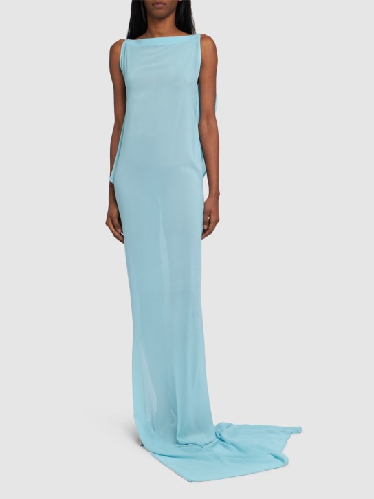Jacquemus: La Robe Ameno satin long dress - Light Blue - women_1 | Luisa Via Roma