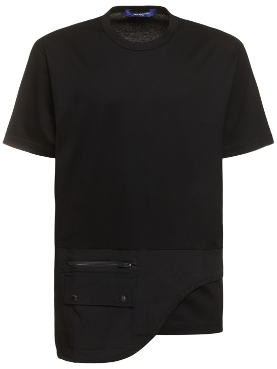 JUNYA WATANABE: コットンジャージーTシャツ - ブラック - men_0 | Luisa Via Roma