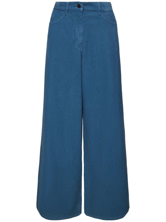 The Row: Pantalones anchos de terciopelo - Azul Claro - women_0 | Luisa Via Roma