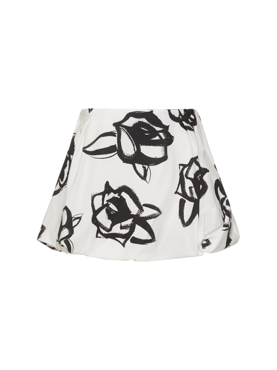 MSGM: Printed poplin cotton mini skirt - Siyah/Beyaz - women_0 | Luisa Via Roma