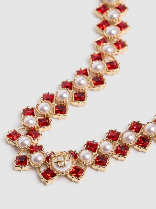 Casablanca: Collar de perlas y cristales - Oro/Rojo - women_1 | Luisa Via Roma