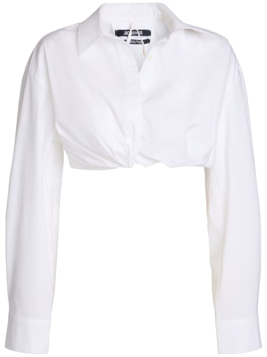 Jacquemus: La Chemise Bahia Courte poplin shirt - White - women_0 | Luisa Via Roma