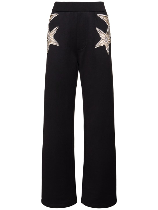 Dsquared2: Embroidered stars straight pants - Black - women_0 | Luisa Via Roma