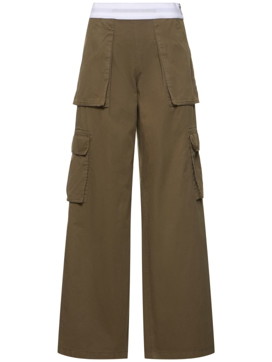 Alexander Wang: Mid rise cargo cotton pants - Army Green - women_0 | Luisa Via Roma