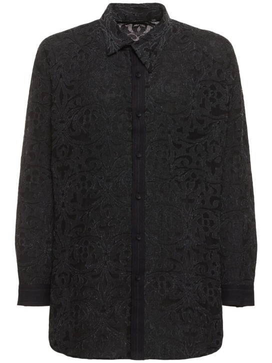 Yohji Yamamoto: A-JQ cotton blend shirt - Siyah - men_0 | Luisa Via Roma