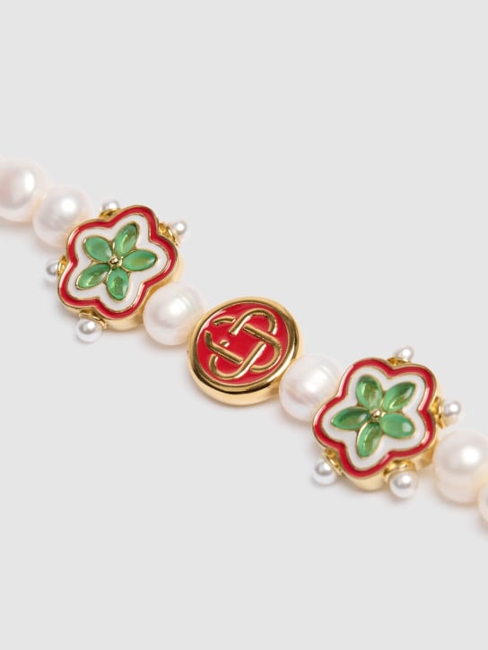 Casablanca: Bracelet avec fleurs en fausses perles - Multicouleur/Blanc - women_1 | Luisa Via Roma