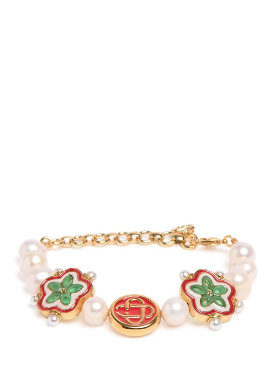 Casablanca: Bracelet avec fleurs en fausses perles - Multicouleur/Blanc - women_0 | Luisa Via Roma