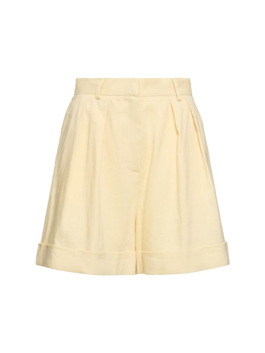 The Andamane: Rina high waist linen blend shorts - Yellow - women_0 | Luisa Via Roma