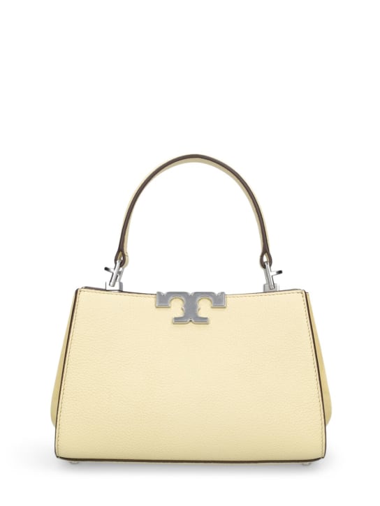 Tory Burch: Mini Eleanor pebbled leather satchel bag - Lemon Sugar - women_0 | Luisa Via Roma