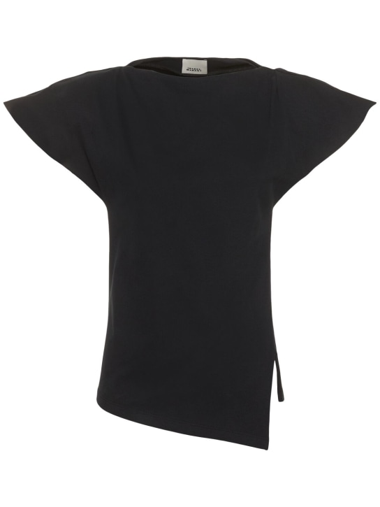 Isabel Marant: Sebani 코튼 저지 티셔츠 - 블랙 - women_0 | Luisa Via Roma