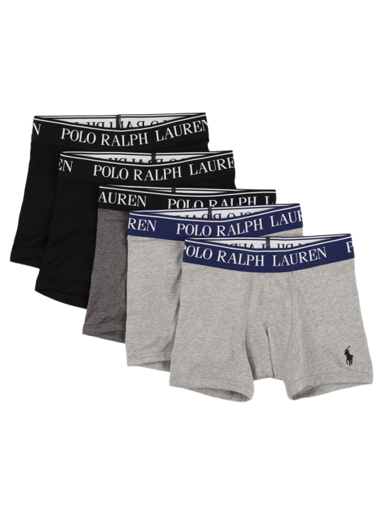 Ralph Lauren: Pack of 5 stretch cotton boxer briefs - Multicolor - kids-boys_0 | Luisa Via Roma