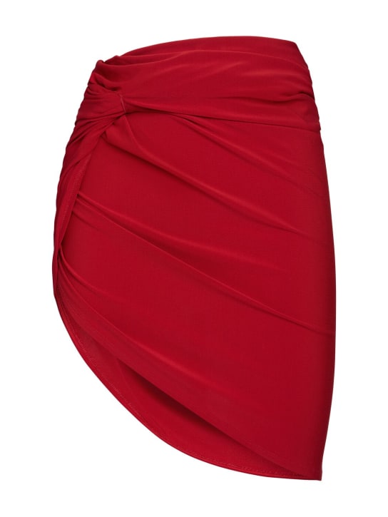 Jacquemus: La Mini Jupe Drapeado平纹针织半身裙 - 深红色 - women_0 | Luisa Via Roma