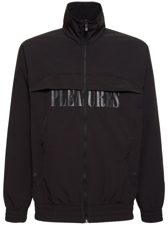 PUMA: Pleasures logo track jacket - Puma Black - men_0 | Luisa Via Roma