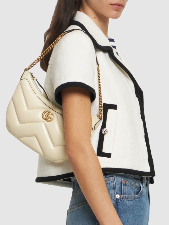Gucci: Bolso de hombro pequeño GG Marmont de piel - Antique White - women_1 | Luisa Via Roma