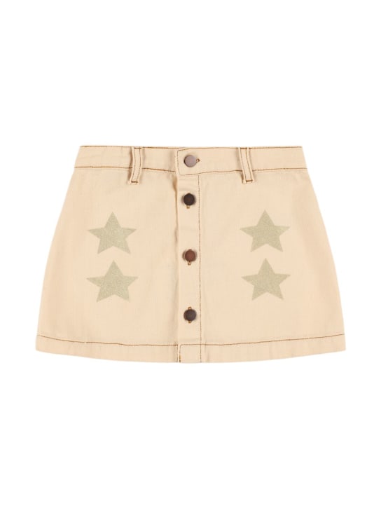 Tiny Cottons: Shorts aus Baumwolldenim mit Sterndruck - Beige - kids-girls_0 | Luisa Via Roma
