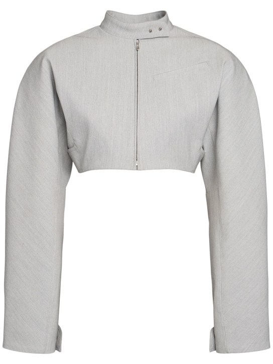 Jacquemus: La Veste Cabrio cotton blend crop jacket - Açık Gri - women_0 | Luisa Via Roma