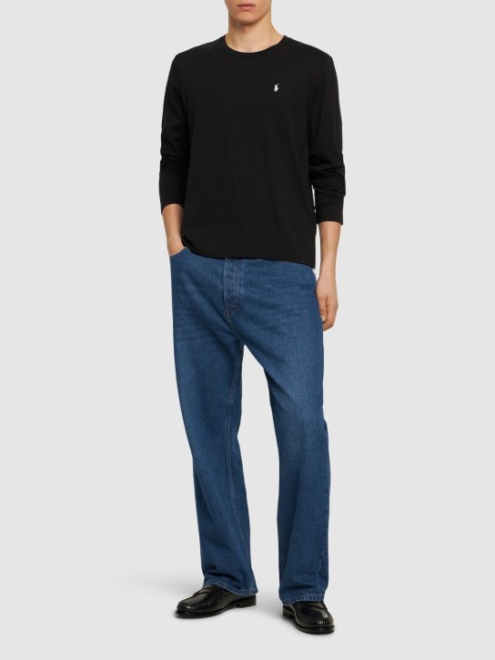 Polo Ralph Lauren: Long sleeve crewneck t-shirt - Polo Black - men_1 | Luisa Via Roma