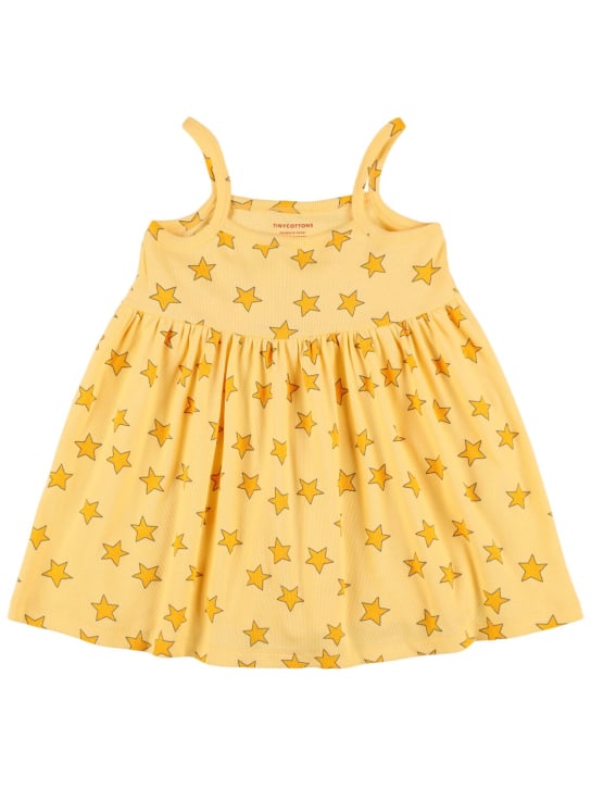 Tiny Cottons: Star print Pima cotton dress - Yellow - kids-girls_0 | Luisa Via Roma