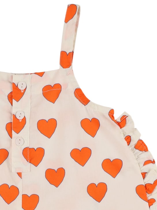 Tiny Cottons: Heart print cotton jumpsuit - Off White - kids-girls_1 | Luisa Via Roma