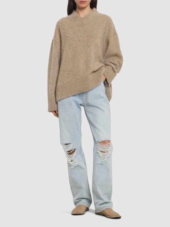 The Row: Burty distressed midrise straight jeans - women_1 | Luisa Via Roma