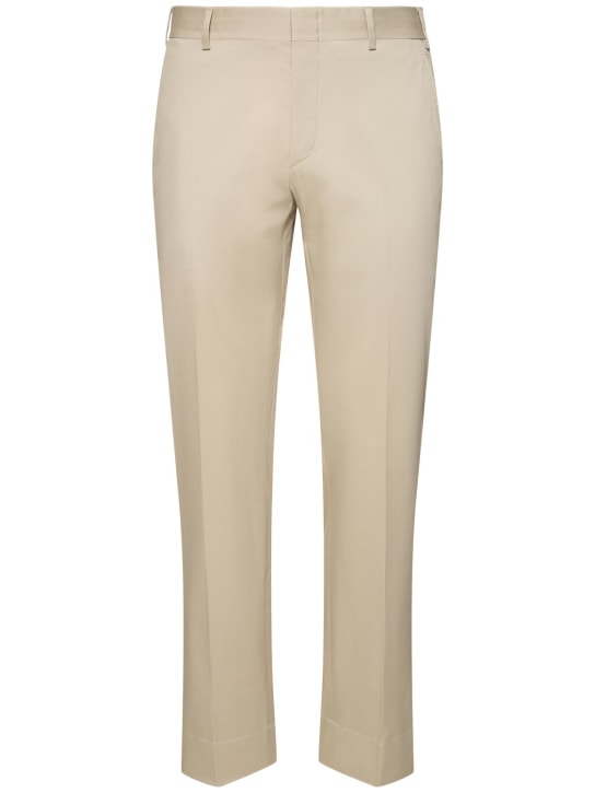 Brioni: Pantalones de gabardina de algodón - Beige - men_0 | Luisa Via Roma