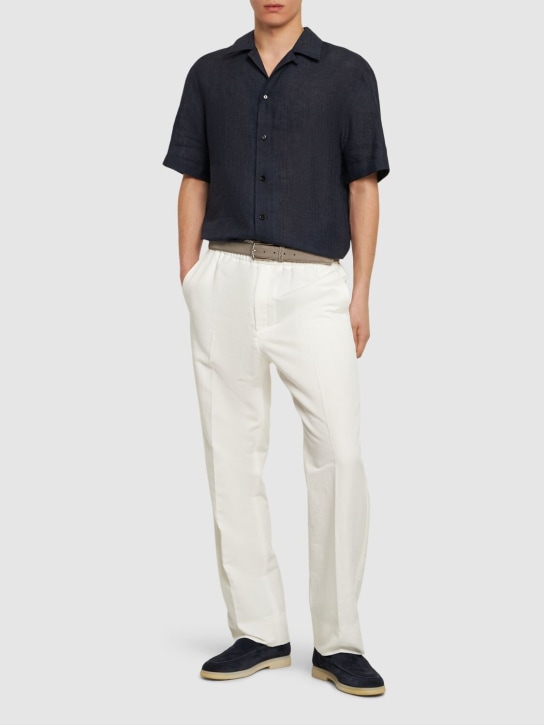 Brioni: Asolo cotton & linen sweatpants - Off White - men_1 | Luisa Via Roma
