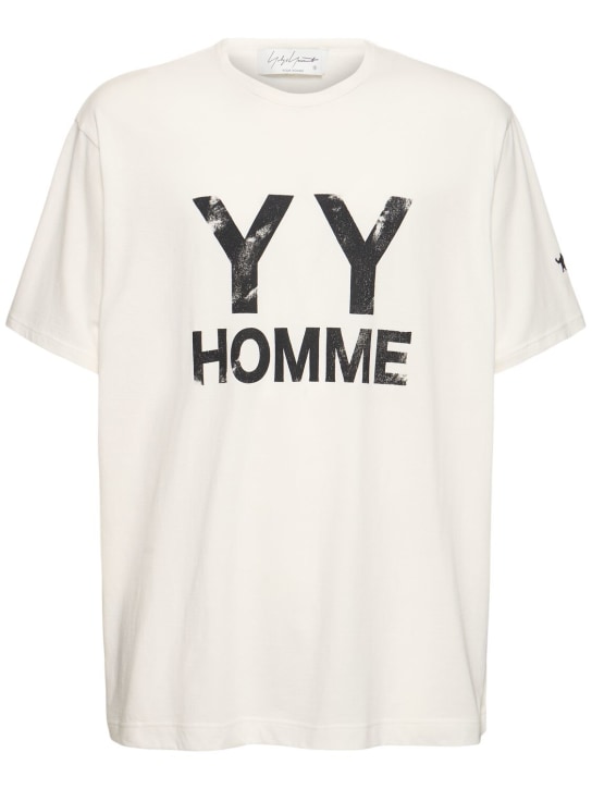 Yohji Yamamoto: Camiseta YYH de algodón estampada - Blanco Opaco - men_0 | Luisa Via Roma