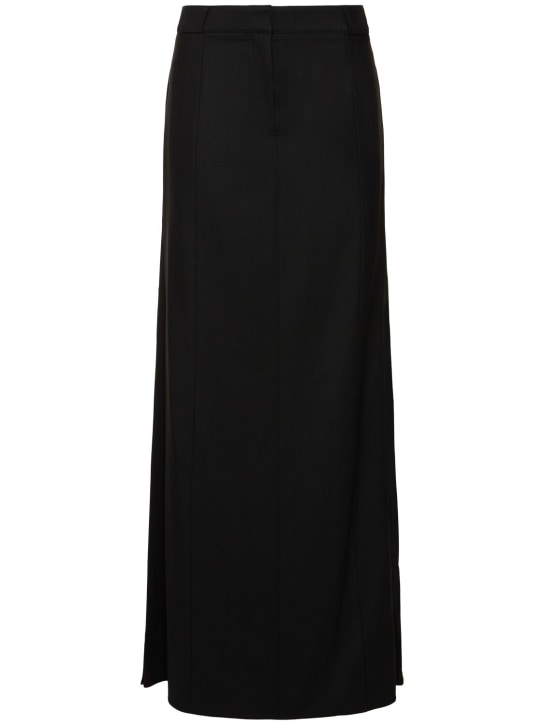 Victoria Beckham: Tailored wool blend maxi skirt - Siyah - women_0 | Luisa Via Roma
