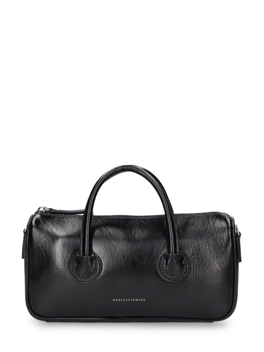 Marge Sherwood: Small Zipper plain glossy leather bag - Black Glossy - women_0 | Luisa Via Roma