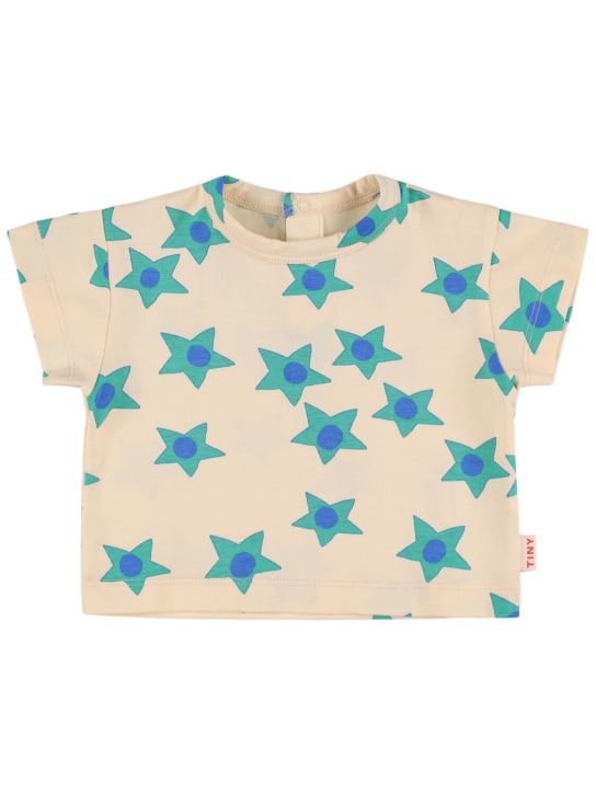 Tiny Cottons: Star print Pima Cotton t-shirt - Beige - kids-boys_0 | Luisa Via Roma