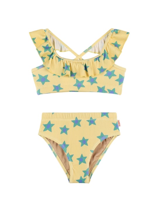 Tiny Cottons: Star print Lycra bikini - Yellow - kids-girls_0 | Luisa Via Roma
