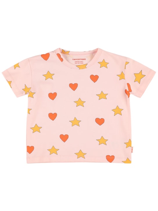 Tiny Cottons: Printed Pima cotton t-shirt - Pink - kids-girls_0 | Luisa Via Roma