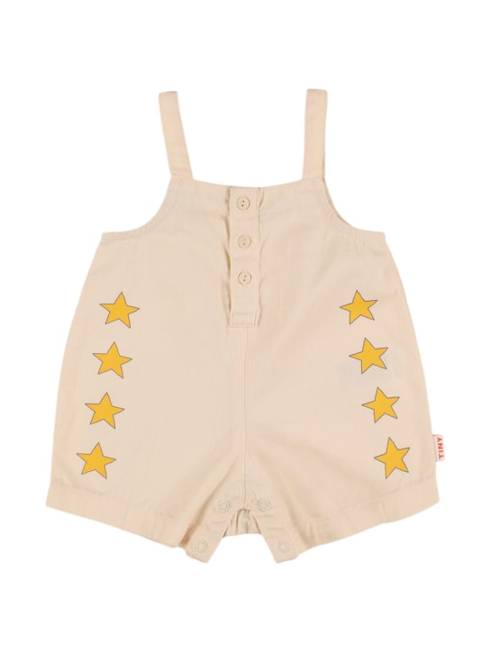 Tiny Cottons: Star print cotton jumpsuit - Beige - kids-boys_0 | Luisa Via Roma