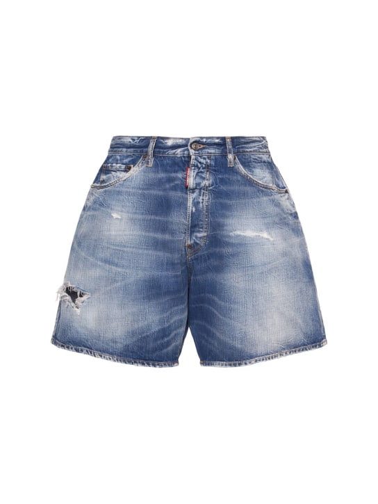 Dsquared2: Shorts de denim de algodón - Azul Marino - men_0 | Luisa Via Roma