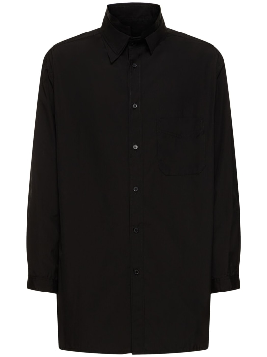 Yohji Yamamoto: A-chain stitch 3-layer cotton shirt - Siyah - men_0 | Luisa Via Roma
