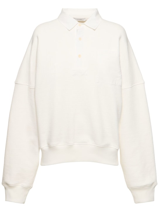 The Row: Dende cotton blend knit polo sweatshirt - Beyaz - women_0 | Luisa Via Roma