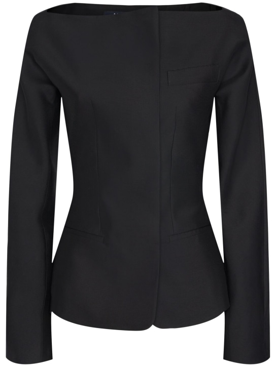 Jacquemus: La Veste Spalla wool blend jacket - Black - women_0 | Luisa Via Roma