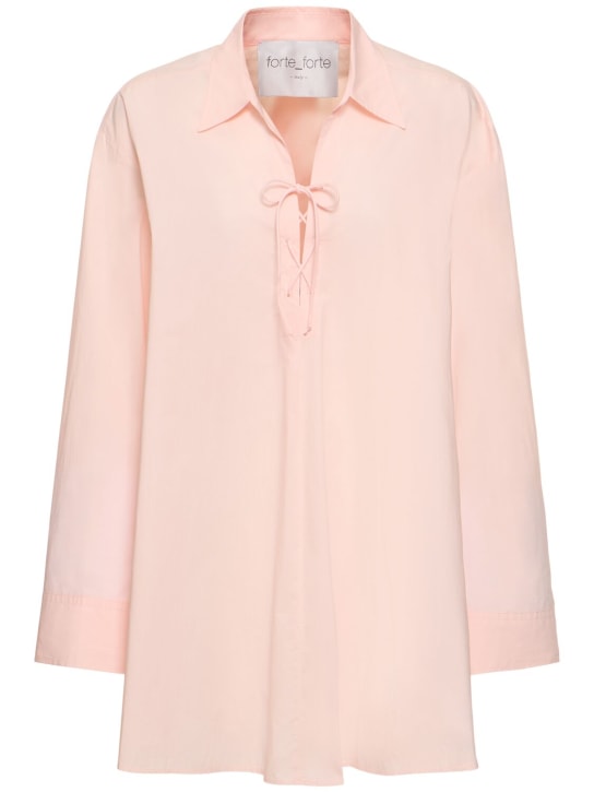 Forte_forte: Cotton poplin shirt w/strings - Pink - women_0 | Luisa Via Roma